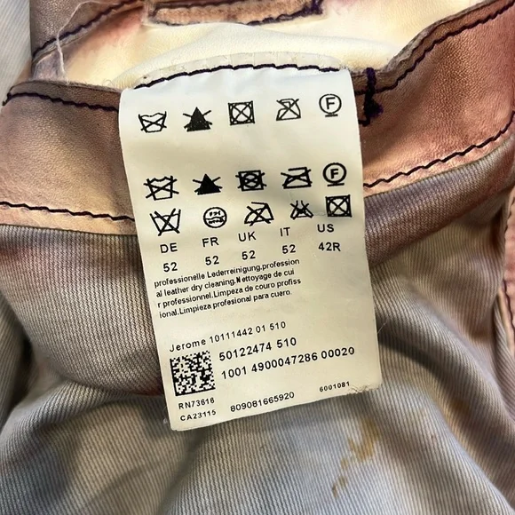 Vintage Y2K Hugo Boss Orange Label Pink/Purple Faded Distressed Leather Jacket